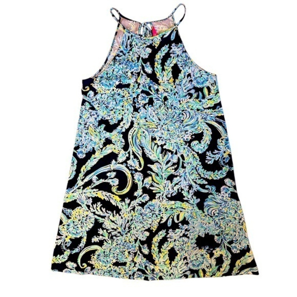 Lilly Pulitzer Margot Swing Halter Dress Pinch Sleeveless S Tassels EUC‎